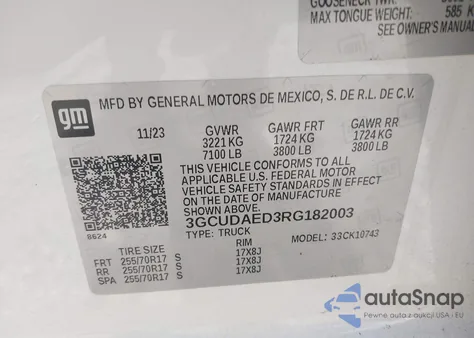 2024 Chevrolet Silverado 4Wd Standard Bed Wt from USA, damaged, VIN 3GCUDAED3RG182003